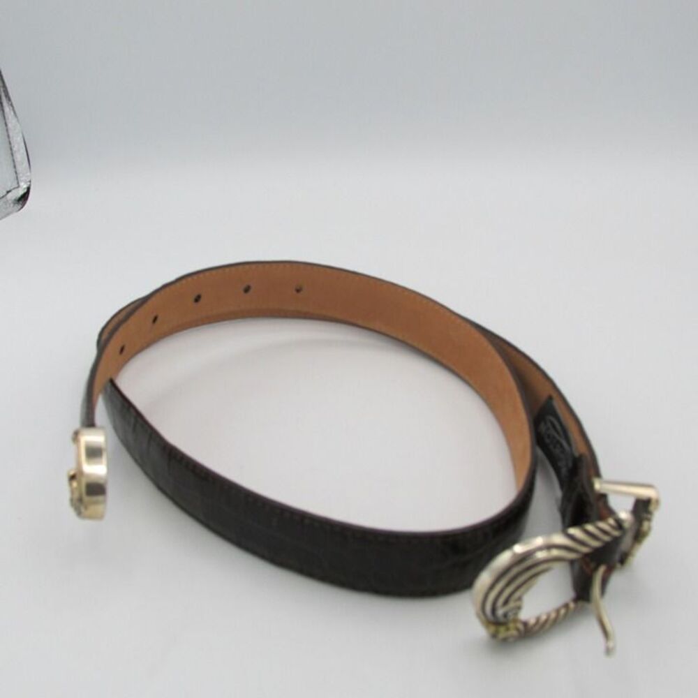 Brighton Women's ML32 Brown Croc Leather  Silver  Gold Tone buckle Cover 44408